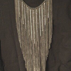 Club Monaco Statement Necklace Silver & Rhinestone Strands